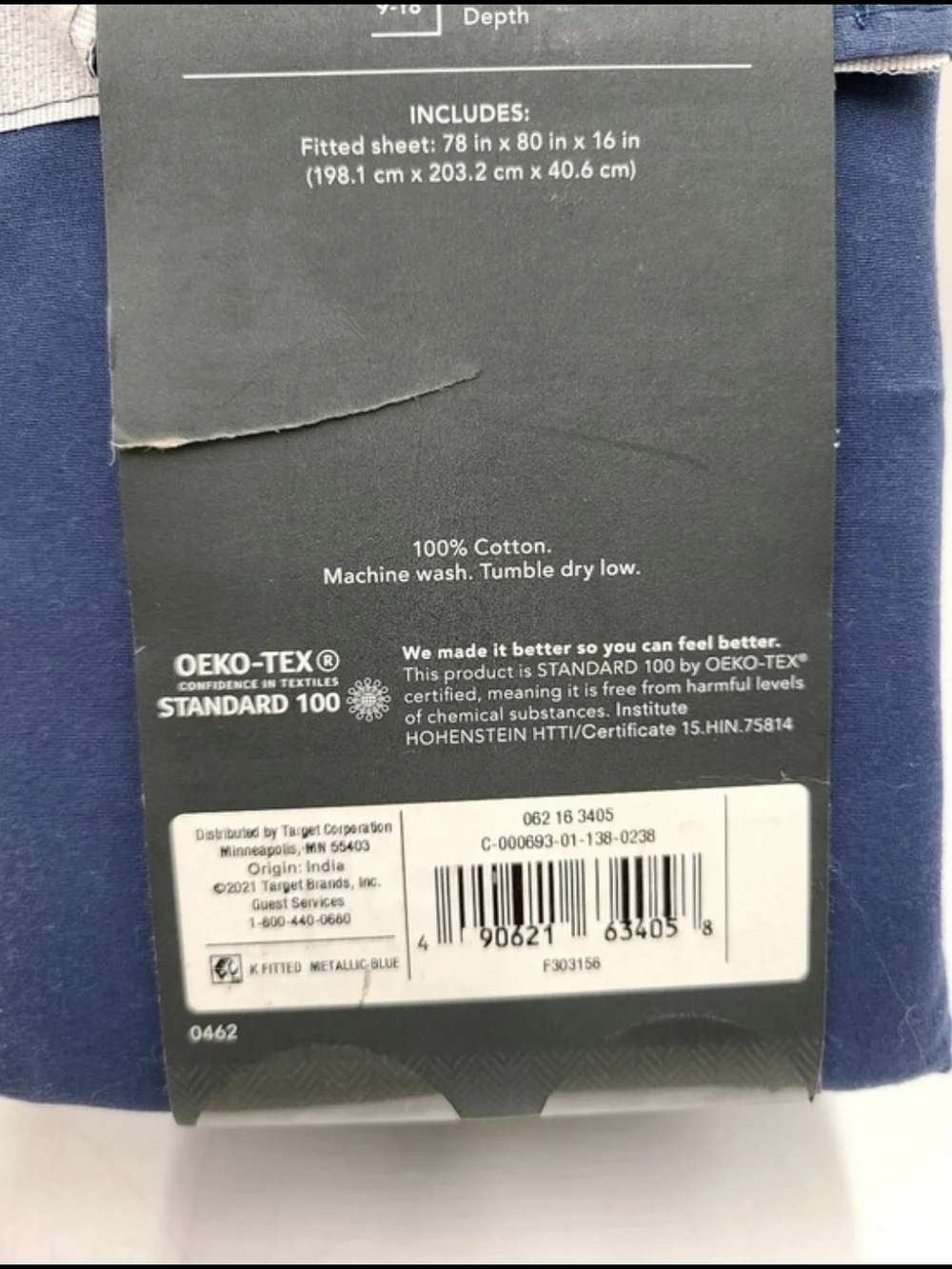 Threshold Ultra Soft Fitted Sheet 300 Thread Count - Metallic Blue King Size